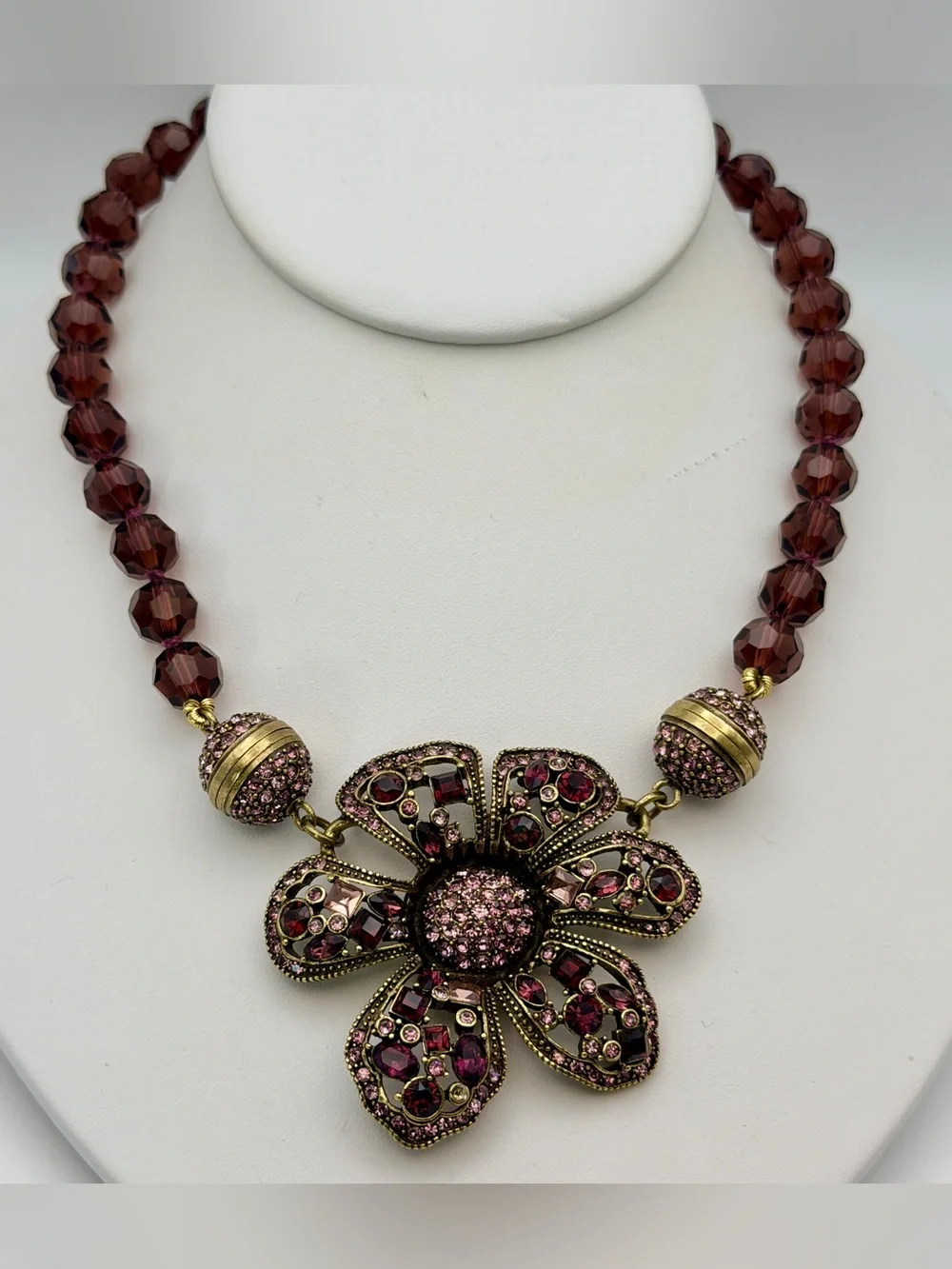 Heidi Daus Swarovski Amethyst   Crystal Magnetic Jewelry Set Lot W/Clip Earrings